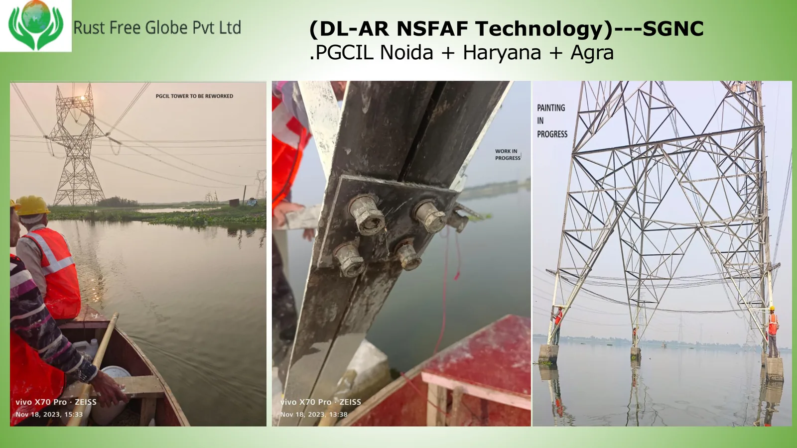 PGCIL transmission towers coating in waterlogged sites